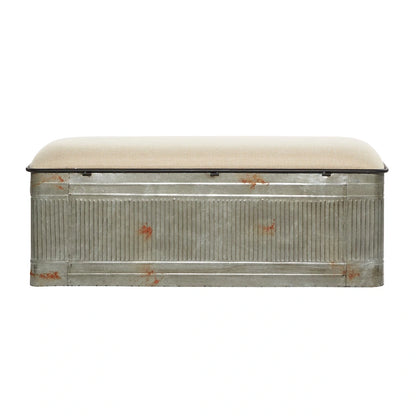 18-inch Grey Metal Fabric Bench