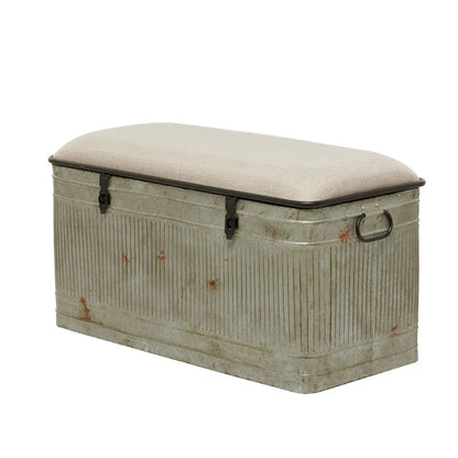 18-inch Grey Metal Fabric Bench