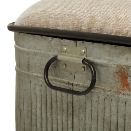 18-inch Grey Metal Fabric Bench