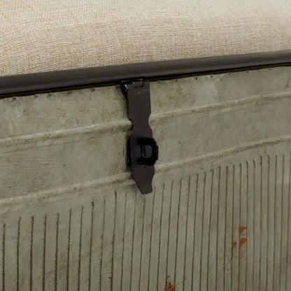 18-inch Grey Metal Fabric Bench