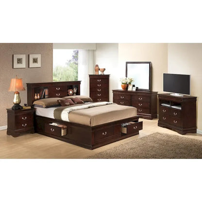 Louis Philippe Queen Storage Platform Bed