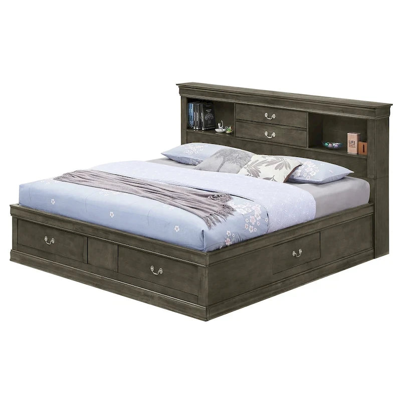 Louis Philippe Queen Storage Platform Bed