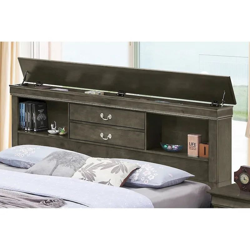 Louis Philippe Queen Storage Platform Bed