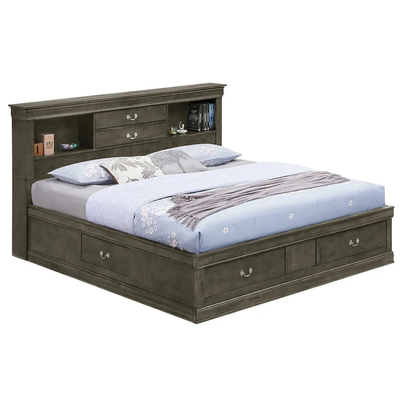 Louis Philippe Queen Storage Platform Bed