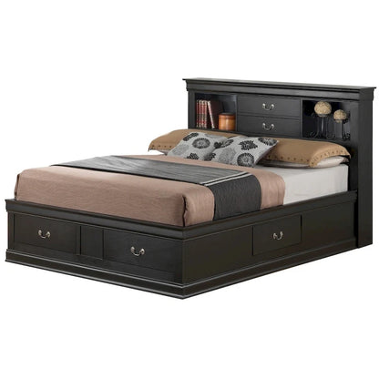 Louis Philippe Queen Storage Platform Bed