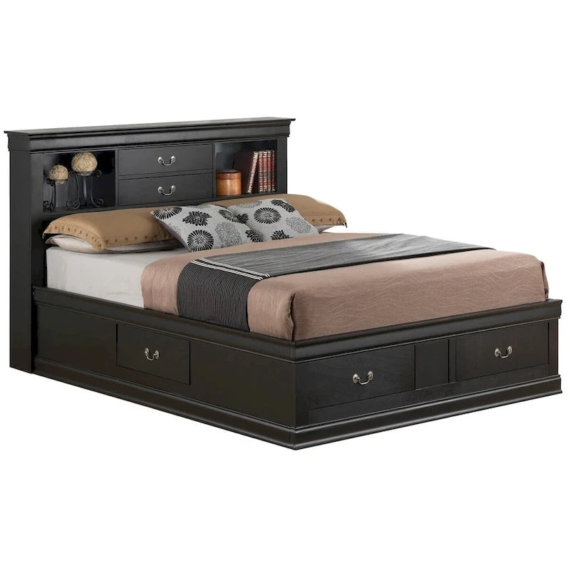 Louis Philippe Queen Storage Platform Bed