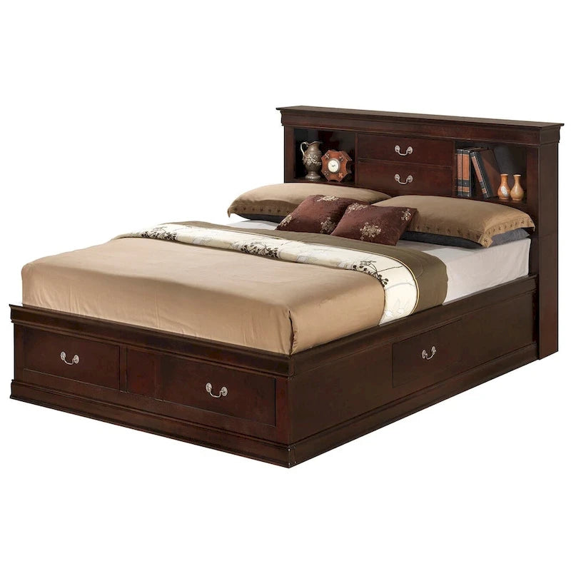 Louis Philippe Queen Storage Platform Bed