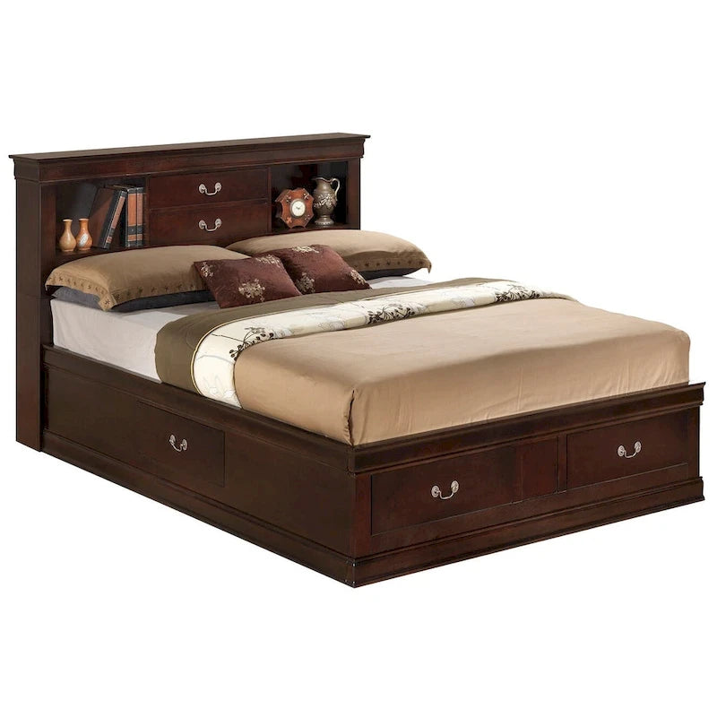 Louis Philippe Queen Storage Platform Bed