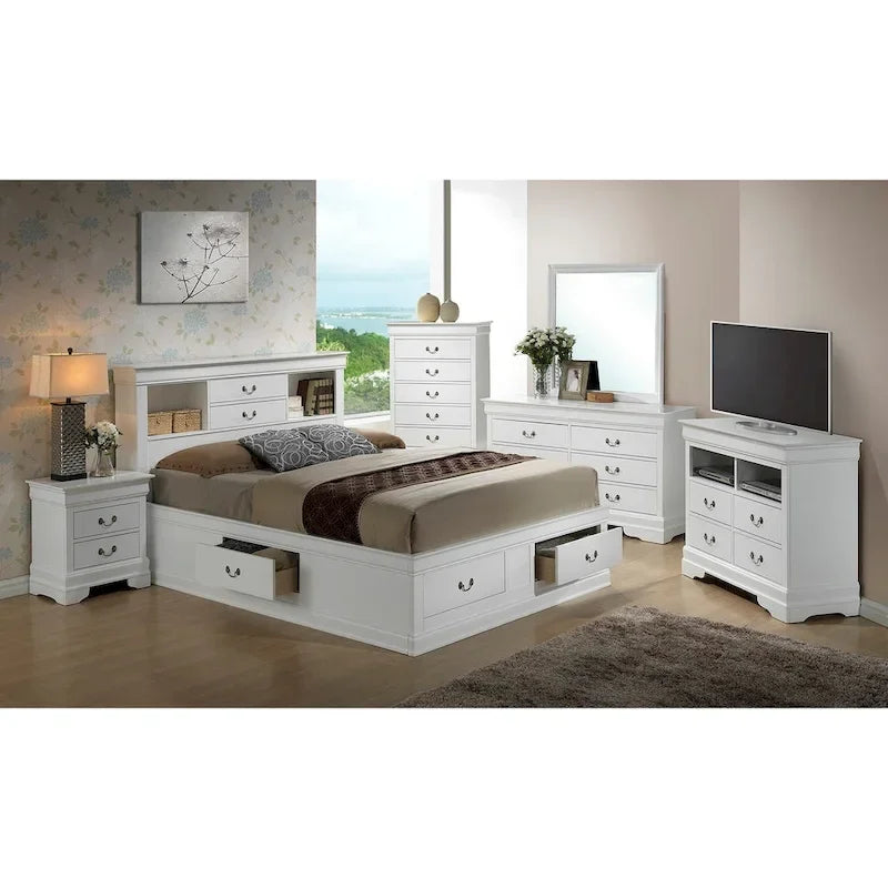 Louis Philippe Queen Storage Platform Bed