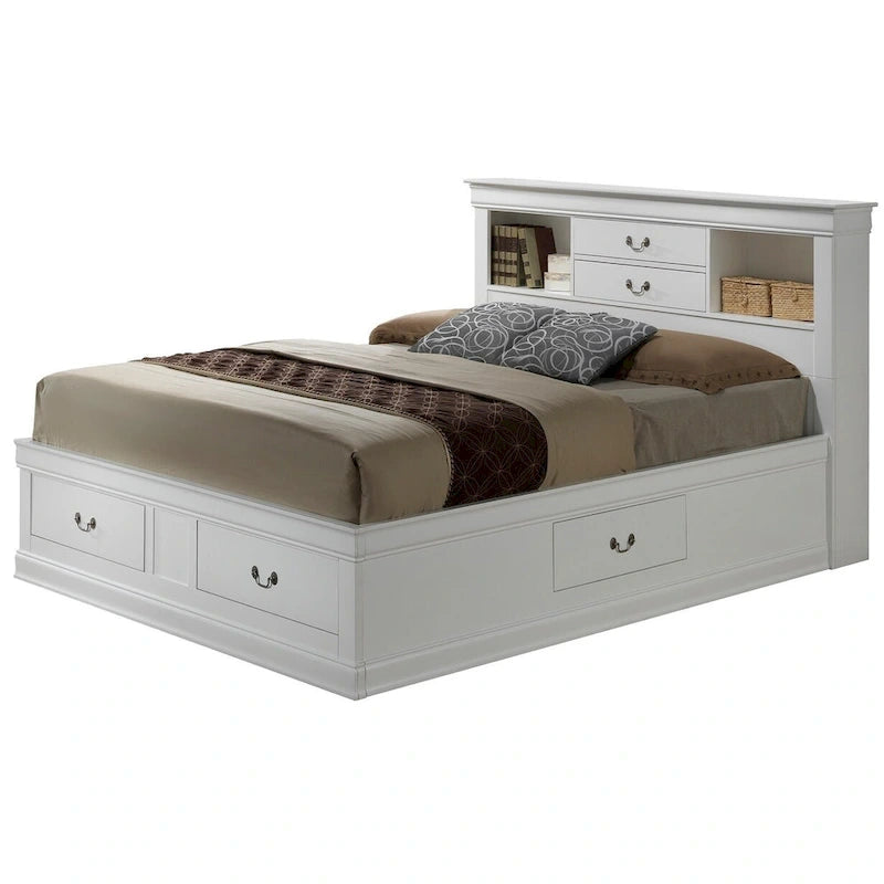 Louis Philippe Queen Storage Platform Bed