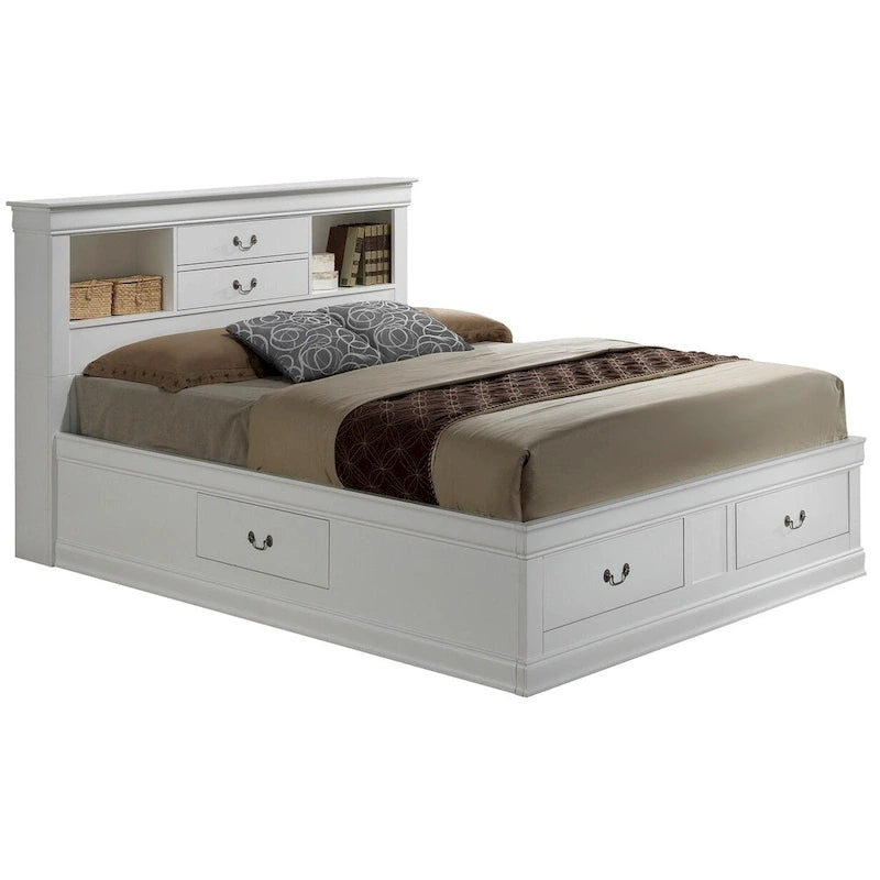 Louis Philippe Queen Storage Platform Bed