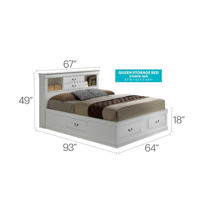 Louis Philippe Queen Storage Platform Bed