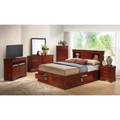 Louis Philippe Queen Storage Platform Bed