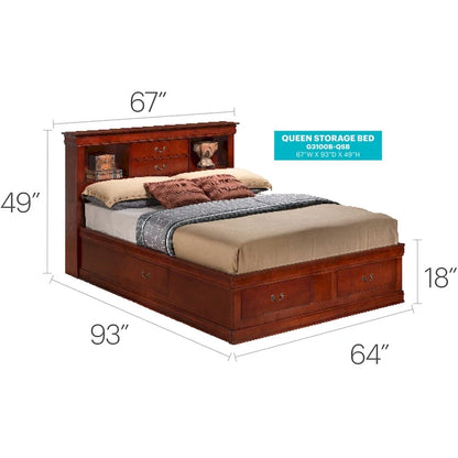 Louis Philippe Queen Storage Platform Bed