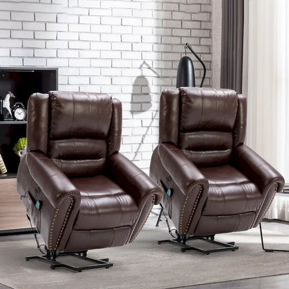 Breathable Rivet Power Lift Recliner Chair with Massage,Heat and USB Port