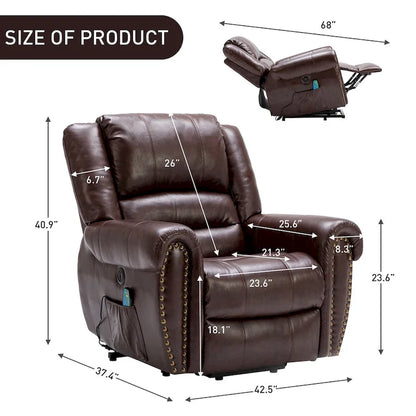 Breathable Rivet Power Lift Recliner Chair with Massage,Heat and USB Port