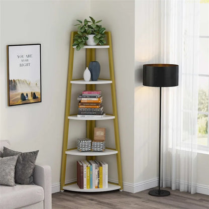 5 tier Bathroom Corner Shelf Storage Tower Cabinet Rustic Brown