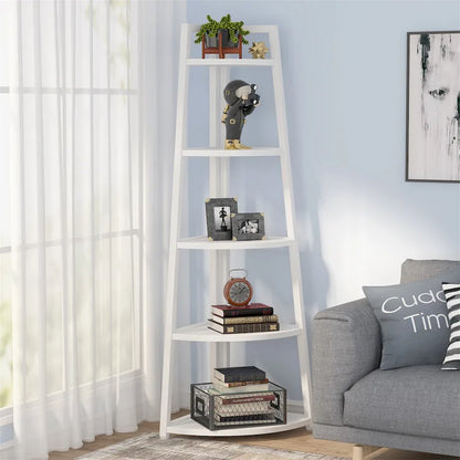 5 tier Bathroom Corner Shelf Storage Tower Cabinet Rustic Brown