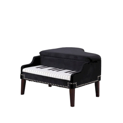 21 In. Beige Piano Upholstered Nailhead Living Room Ottoman