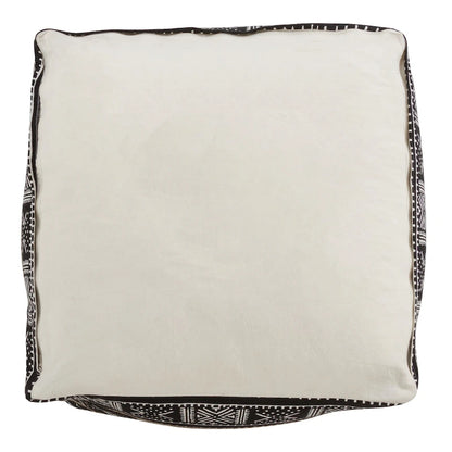 Floor Pouf With Dark Mudcloth Design