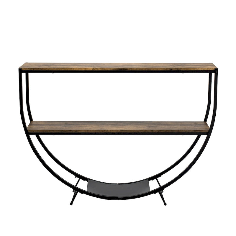 Merax Rustic Industrial Design Demilune Shape Console Table