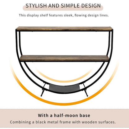 Merax Rustic Industrial Design Demilune Shape Console Table