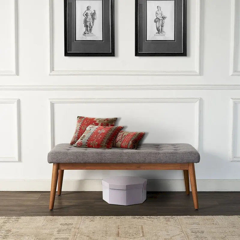 Crosley Landon Upholstered Bench In Acorn - 43.25 W x 16 D x 16.88 H