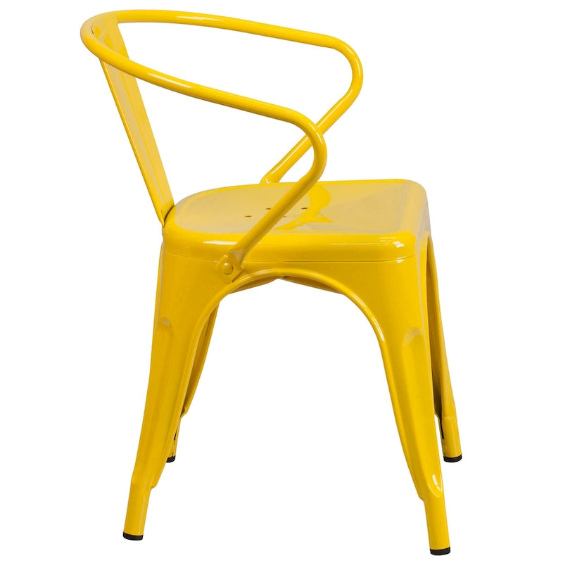 Metal Indoor-Outdoor Chair with Arms - 21.5W x 19D x 27.75H