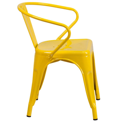Metal Indoor-Outdoor Chair with Arms - 21.5W x 19D x 27.75H