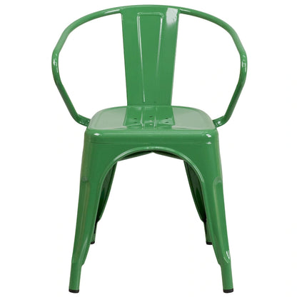 Metal Indoor-Outdoor Chair with Arms - 21.5W x 19D x 27.75H