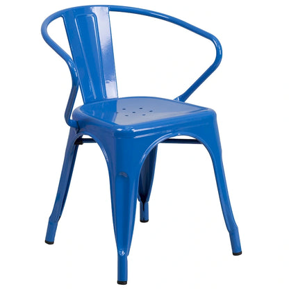 Metal Indoor-Outdoor Chair with Arms - 21.5W x 19D x 27.75H
