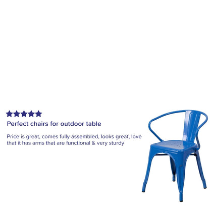 Metal Indoor-Outdoor Chair with Arms - 21.5W x 19D x 27.75H