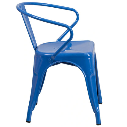 Metal Indoor-Outdoor Chair with Arms - 21.5W x 19D x 27.75H