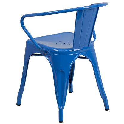 Metal Indoor-Outdoor Chair with Arms - 21.5W x 19D x 27.75H