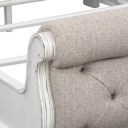 Magnolia Manor Antique White King Upholstered Sleigh Bed