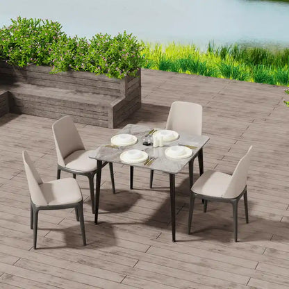 Modern Slate Kitchen Dining Table with Sintered Stone Top Metal Legs (Table Only) - 31.5x31.5x30 inch