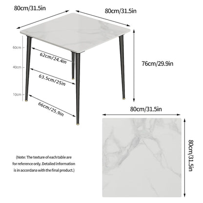 Modern Slate Kitchen Dining Table with Sintered Stone Top Metal Legs (Table Only) - 31.5x31.5x30 inch