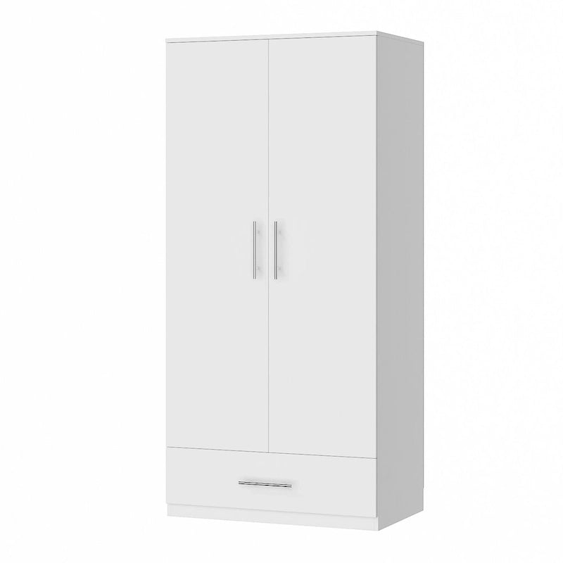 31.5W x 66.9H Wardrobe Armoire Cloest with Drawer In Black,White