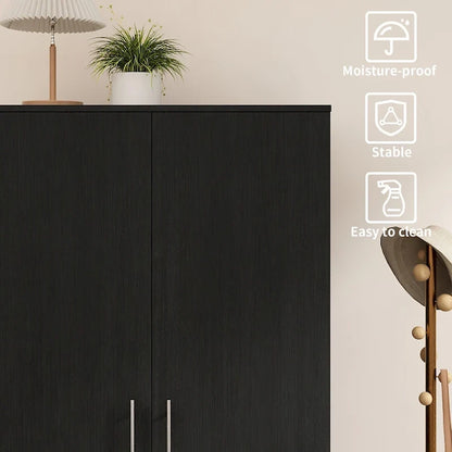 31.5W x 66.9H Wardrobe Armoire Cloest with Drawer In Black,White