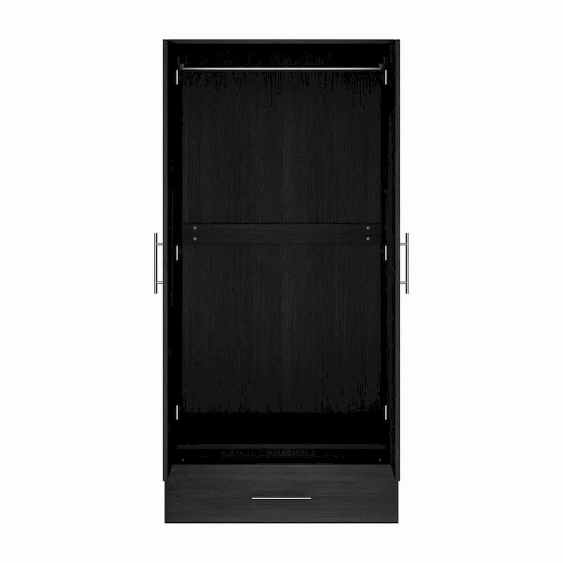 31.5W x 66.9H Wardrobe Armoire Cloest with Drawer In Black,White