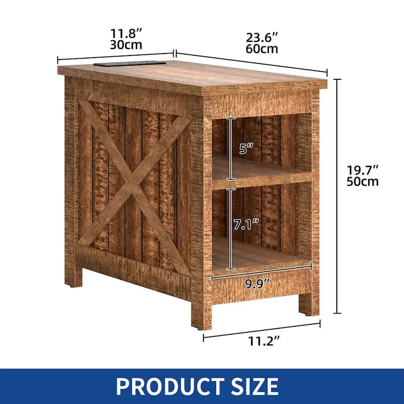 Moasis End Table with Charging Station, Side Table with Storage, 2 Power outlets & 2 USB Ports for Living Room