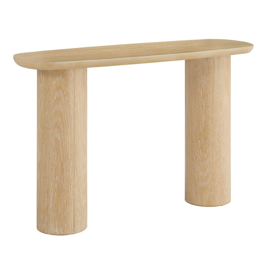 Edo Contemporary Oak-Finished Sofa Table with Sturdy Column Base by iNSPIRE Q Modern