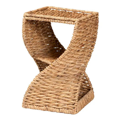 Pelleas Modern Bohemian Natural Brown Seagrass and Wood End Table
