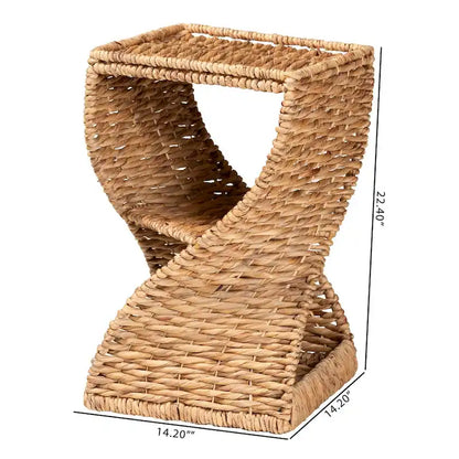 Pelleas Modern Bohemian Natural Brown Seagrass and Wood End Table