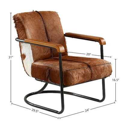 Veranda Cow Hide Upholstered Occasional Chair, Brown and White