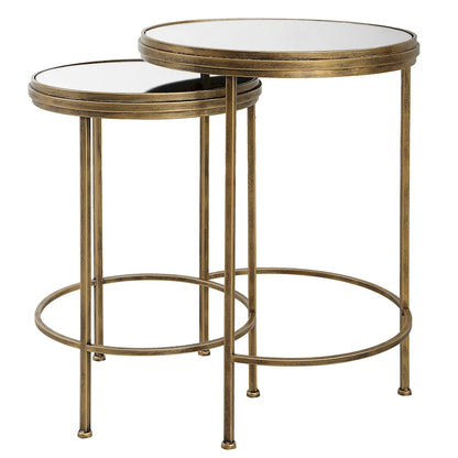 Porch & Den Iron and Glass Nesting Tables by David Frisch (Set of 2)