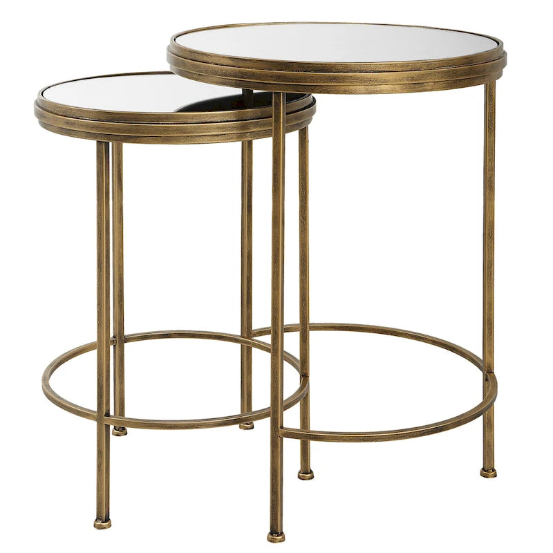 Porch & Den Iron and Glass Nesting Tables by David Frisch (Set of 2)