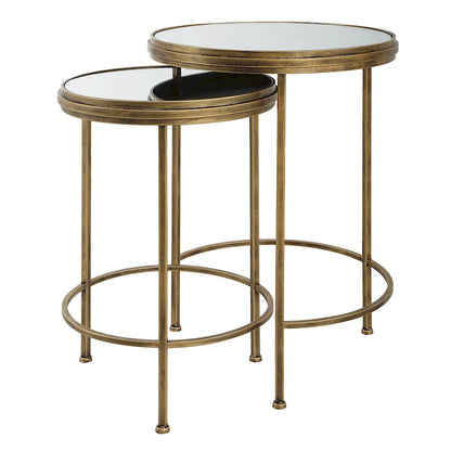 Porch & Den Iron and Glass Nesting Tables by David Frisch (Set of 2)