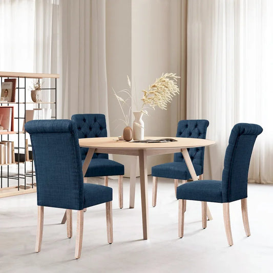 CHUN YI Linen Parsons Modern Button Dining Chair (Set of 2)