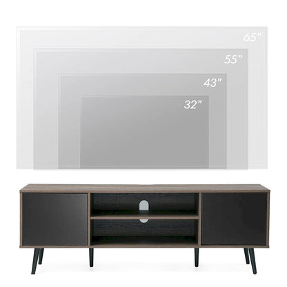 WAMPAT Mid Century Modern TV Stand 61.6 inch Black & Grey